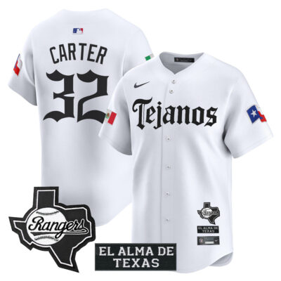 Evan Carter Texas Rangers White Mexico Tejano Barrio Style Limited Jersey - All Stitched