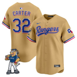 Evan Carter Texas Rangers Gold Rangers Captain Patch Limited Jersey - All Stitched