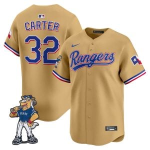 Evan Carter Texas Rangers Gold Rangers Captain Patch Limited Jersey - All Stitched