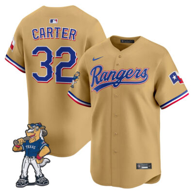 Evan Carter Texas Rangers Gold Rangers Captain Patch Limited Jersey - All Stitched