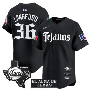 Wyatt Langford Texas Rangers Black Mexico Tejano Barrio Style Limited Jersey - All Stitched