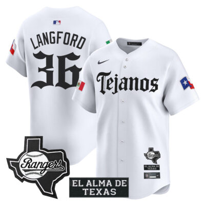 Wyatt Langford Texas Rangers White Mexico Tejano Barrio Style Limited Jersey - All Stitched