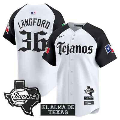 Wyatt Langford Texas Rangers Alternate White Mexico Tejano Barrio Style Limited Jersey - All Stitched