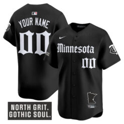 Custom Minnesota Twins Black Gothic North Edition Limited Jersey - All Stitched