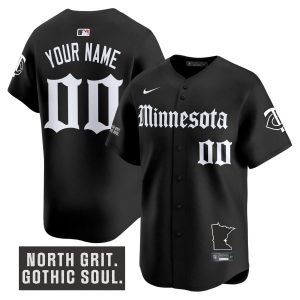 Custom Minnesota Twins Black Gothic North Edition Limited Jersey - All Stitched