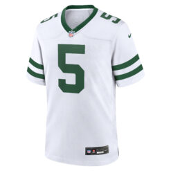 Alternative view of Garrett Wilson New York Jets White Road Game Jersey - All Stitched