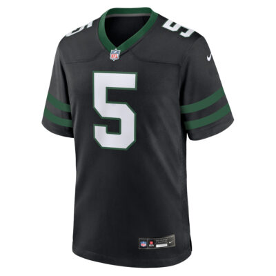 Alternative view of Garrett Wilson New York Jets Black Alternate Game Jersey - All Stitched