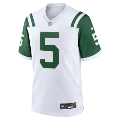 Alternative view of Garrett Wilson New York Jets White Classic Alternate Game Jersey - All Stitched