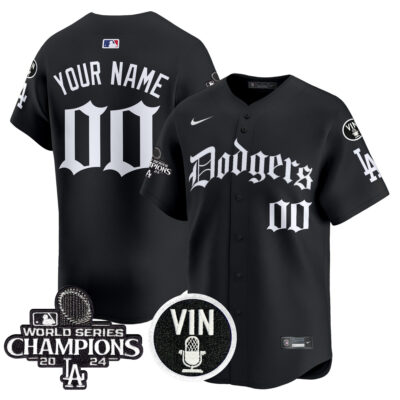 Custom Los Angeles Dodgers Black Gothic Style Limited Jersey - All Stitched