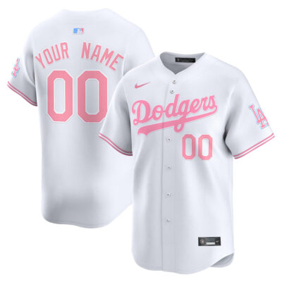 Custom Los Angeles Dodgers Bubblegum White Limited Jersey - All Stitched