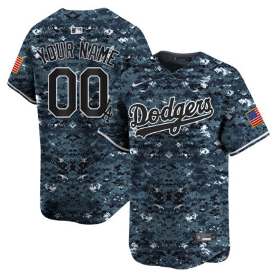 Custom Los Angeles Dodgers USMC Navy Camo Limited Jersey - All Stitched