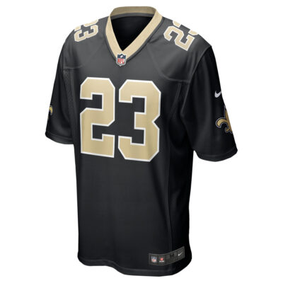 Alternative view of Marshon Lattimore New Orleans Saints Black Home Game Jersey - All Stitched