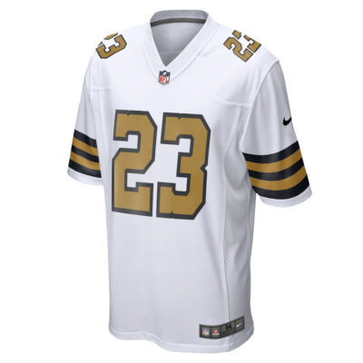 Alternative view of Marshon Lattimore New Orleans Saints White Alternate Game Jersey - All Stitched