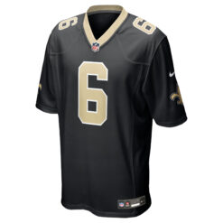 Alternative view of Tyler Shough New Orleans Saints Black Home Game Jersey - All Stitched