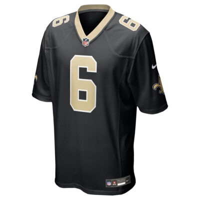 Alternative view of Tyler Shough New Orleans Saints Black Home Game Jersey - All Stitched