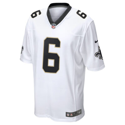 Alternative view of Tyler Shough New Orleans Saints White Road Game Jersey - All Stitched