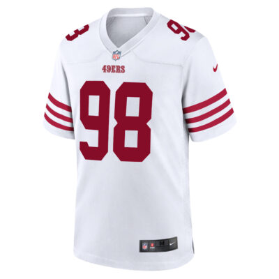 Alternative view of Mykel Williams San Francisco 49ers White Road Game Jersey - All Stitched