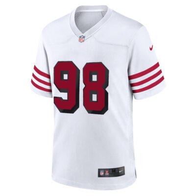 Alternative view of Mykel Williams San Francisco 49ers White Alternate Game Jersey - All Stitched