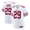 Jordan James San Francisco 49ers White Road Game Jersey - All Stitched