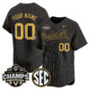 Vanderbilt Commodores Baseball Black Pinstripe 2025 SEC Tournament Champs Jersey - All Stitched