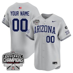 Arizona Wildcats Baseball Grey 2025 BIG12 Tournament Champs Jersey - All Stitched