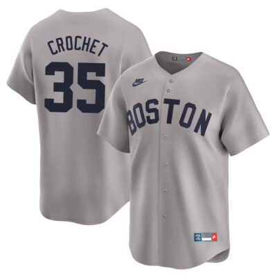 Garrett Crochet Boston Red Sox Grey Throwback Limited Jersey - All Stitched