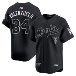 Fernando Valenzuela Los Angeles Dodgers Black Kobe Honor Collection Limited Jersey - All Stitched