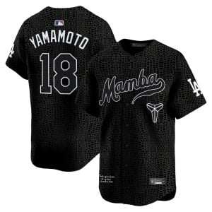 Yoshinobu Yamamoto Los Angeles Dodgers Black Mamba Kobe Honor Collection Limited Jersey - All Stitched