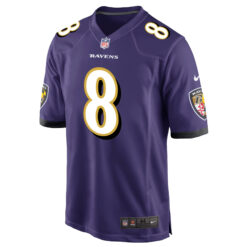 Alternative view of Lamar Jackson Baltimore Ravens Purple Home Game Jersey - All Stitched
