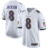 Lamar Jackson Baltimore Ravens White Away Game Jersey - All Stitched