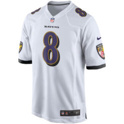 Alternative view of Lamar Jackson Baltimore Ravens White Away Game Jersey - All Stitched