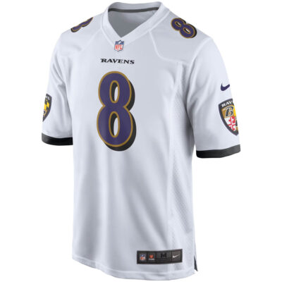 Alternative view of Lamar Jackson Baltimore Ravens White Away Game Jersey - All Stitched