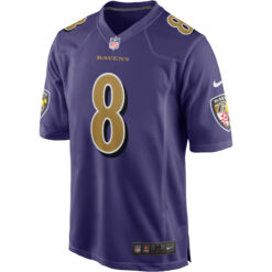 Alternative view of Lamar Jackson Baltimore Ravens Purple Alternate Game Jersey - All Stitched