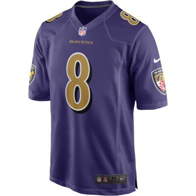 Alternative view of Lamar Jackson Baltimore Ravens Purple Alternate Game Jersey - All Stitched