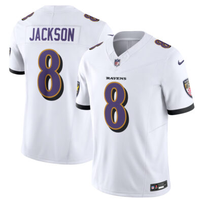 Lamar Jackson Baltimore Ravens White Away Vapor F.U.S.E Limited Jersey - All Stitched