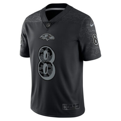 Alternative view of Lamar Jackson Baltimore Ravens Black RFLCTV Limited Jersey - All Stitched