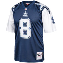 Alternative view of Troy Aikman Dallas Cowboys Navy 1995 Throwback Jersey - All Stitched