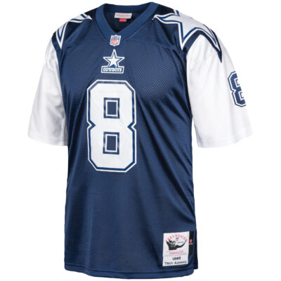 Alternative view of Troy Aikman Dallas Cowboys Navy 1995 Throwback Jersey - All Stitched