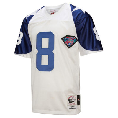 Alternative view of Troy Aikman Dallas Cowboys White 1994 Alternate Throwback Jersey - All Stitched