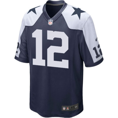 Alternative view of Roger Staubach Dallas Cowboys Navy Alternate Game Jersey - All Stitched