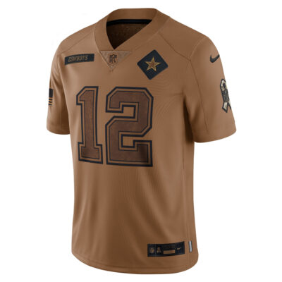 Alternative view of Roger Staubach Dallas Cowboys Brown Salute To Service Limited Jersey - All Stitched