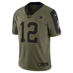 Alternative view of Roger Staubach Dallas Cowboys Olive Salute To Service Limited Jersey - All Stitched