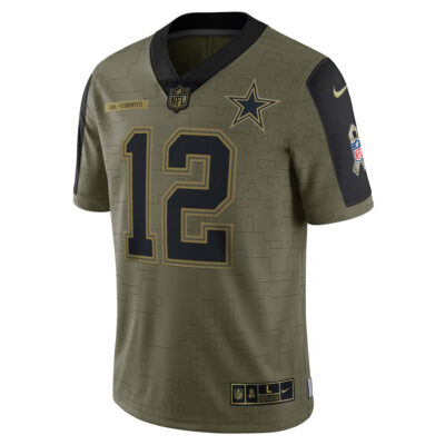 Alternative view of Roger Staubach Dallas Cowboys Olive Salute To Service Limited Jersey - All Stitched