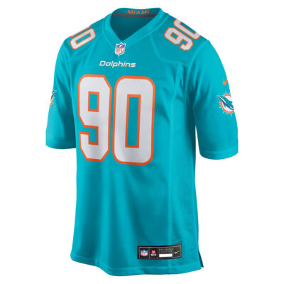 Alternative view of Kenneth Grant Miami Dolphins Aqua Home Game Jersey - All Stitched