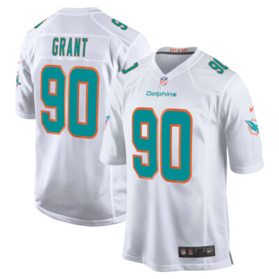 Kenneth Grant Miami Dolphins White Away Game Jersey - All Stitched