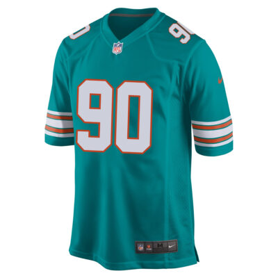 Alternative view of Kenneth Grant Miami Dolphins Aqua Alternate Game Jersey - All Stitched