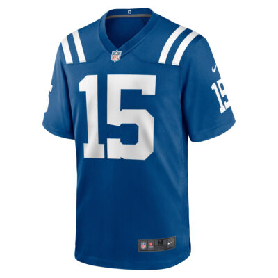 Alternative view of Riley Leonard Indianapolis Colts Royal Blue Home Game Jersey - All Stitched
