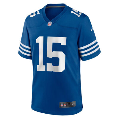 Alternative view of Riley Leonard Indianapolis Colts Royal Blue Alternate Game Jersey - All Stitched