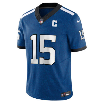 Alternative view of Riley Leonard Indianapolis Colts Royal Blue Indiana Nights Alternate Vapor F.U.S.E Limited Jersey - All Stitched