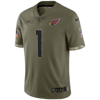 Alternative view of Kyler Murray Arizona Cardinals Olive 2022 Salute To Service Jersey - All Stitched